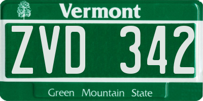 VT license plate ZVD342