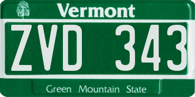 VT license plate ZVD343