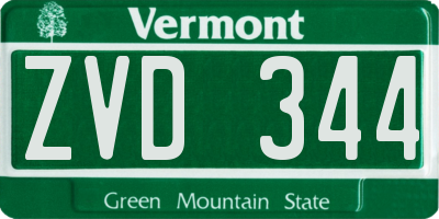 VT license plate ZVD344