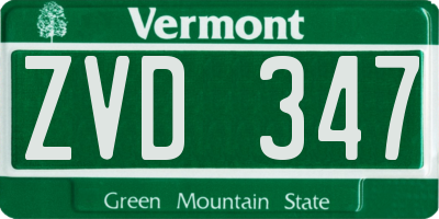 VT license plate ZVD347