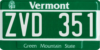 VT license plate ZVD351