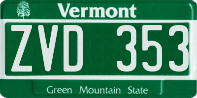 VT license plate ZVD353