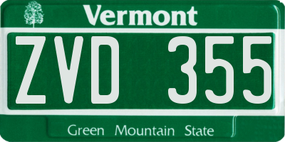 VT license plate ZVD355
