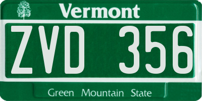 VT license plate ZVD356