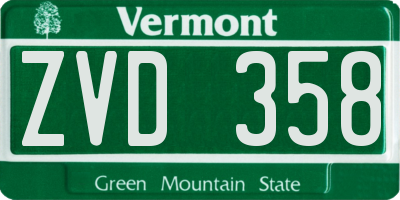 VT license plate ZVD358