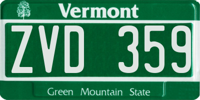 VT license plate ZVD359
