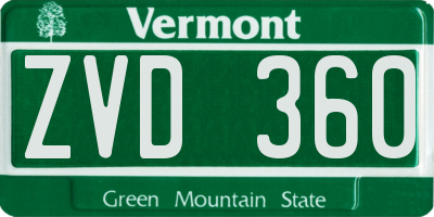 VT license plate ZVD360