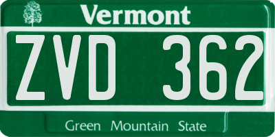 VT license plate ZVD362
