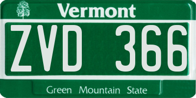 VT license plate ZVD366