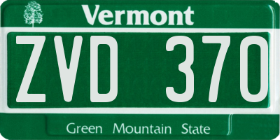VT license plate ZVD370