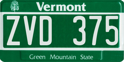 VT license plate ZVD375