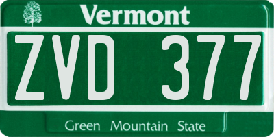 VT license plate ZVD377