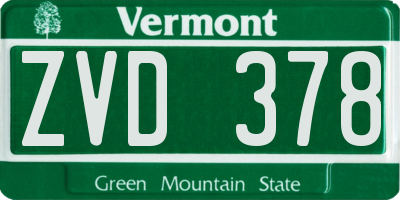 VT license plate ZVD378