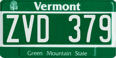 VT license plate ZVD379