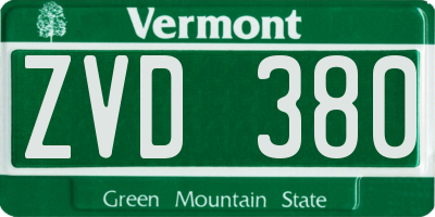 VT license plate ZVD380