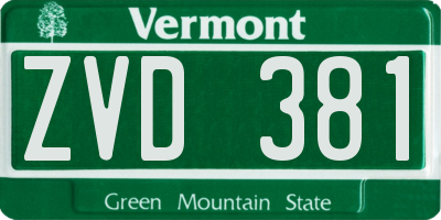 VT license plate ZVD381