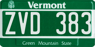 VT license plate ZVD383