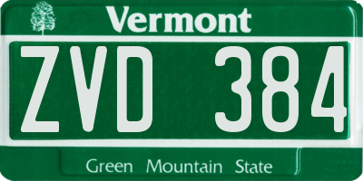 VT license plate ZVD384