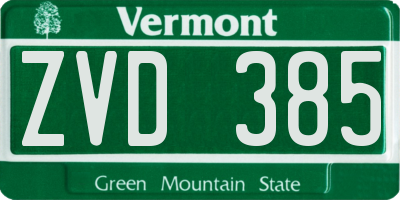 VT license plate ZVD385