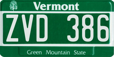 VT license plate ZVD386