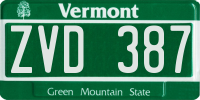 VT license plate ZVD387