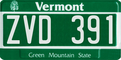 VT license plate ZVD391