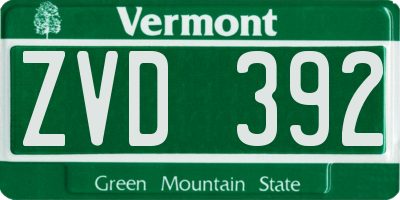 VT license plate ZVD392