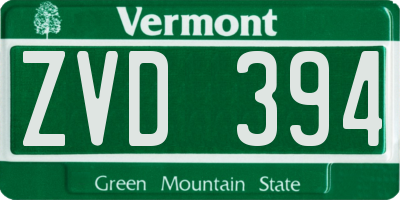 VT license plate ZVD394