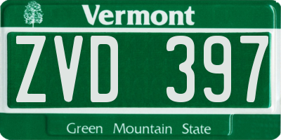 VT license plate ZVD397