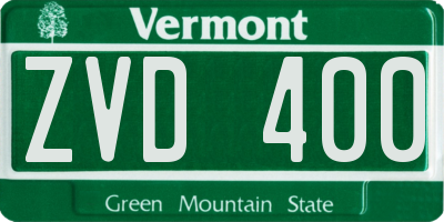 VT license plate ZVD400