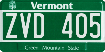 VT license plate ZVD405