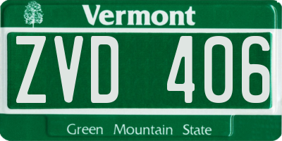 VT license plate ZVD406