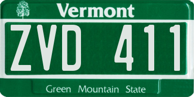 VT license plate ZVD411