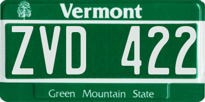 VT license plate ZVD422