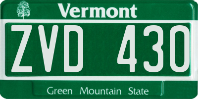 VT license plate ZVD430