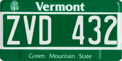 VT license plate ZVD432