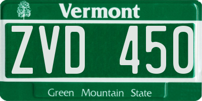 VT license plate ZVD450