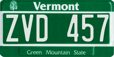 VT license plate ZVD457