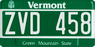 VT license plate ZVD458