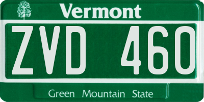 VT license plate ZVD460
