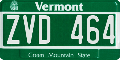 VT license plate ZVD464