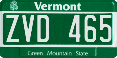 VT license plate ZVD465