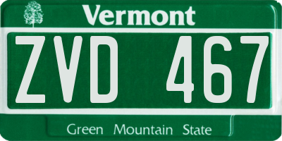 VT license plate ZVD467