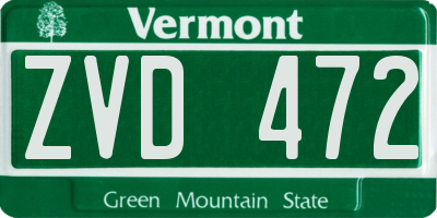VT license plate ZVD472