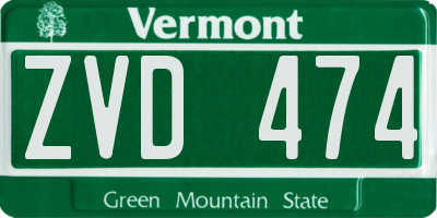 VT license plate ZVD474