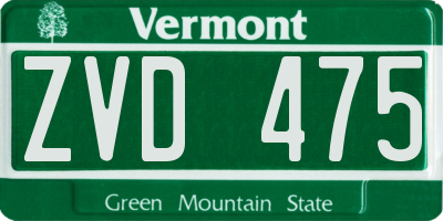 VT license plate ZVD475