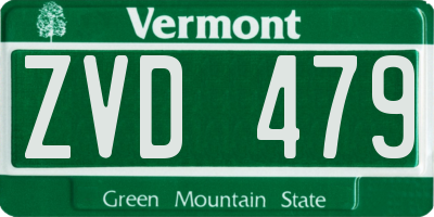 VT license plate ZVD479