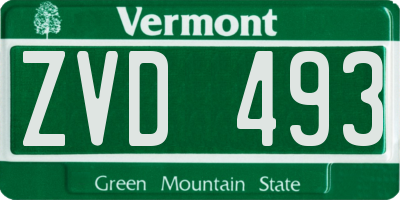VT license plate ZVD493