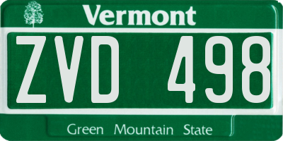 VT license plate ZVD498
