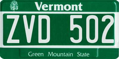 VT license plate ZVD502